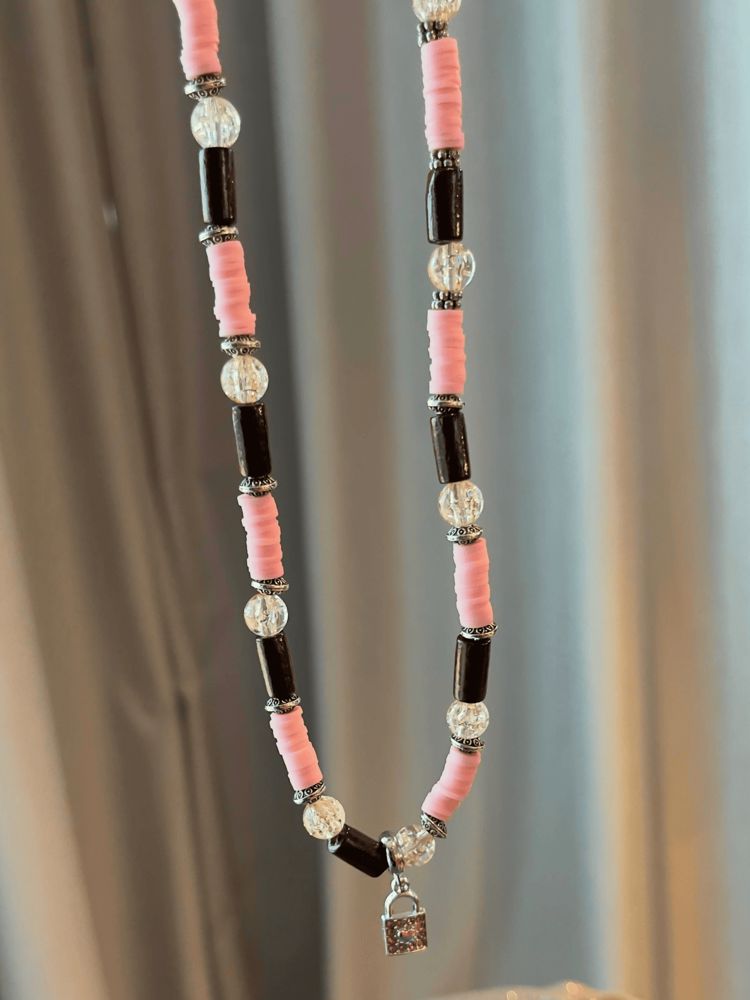 Pink Wood Lock Necklace_thumbnail_1
